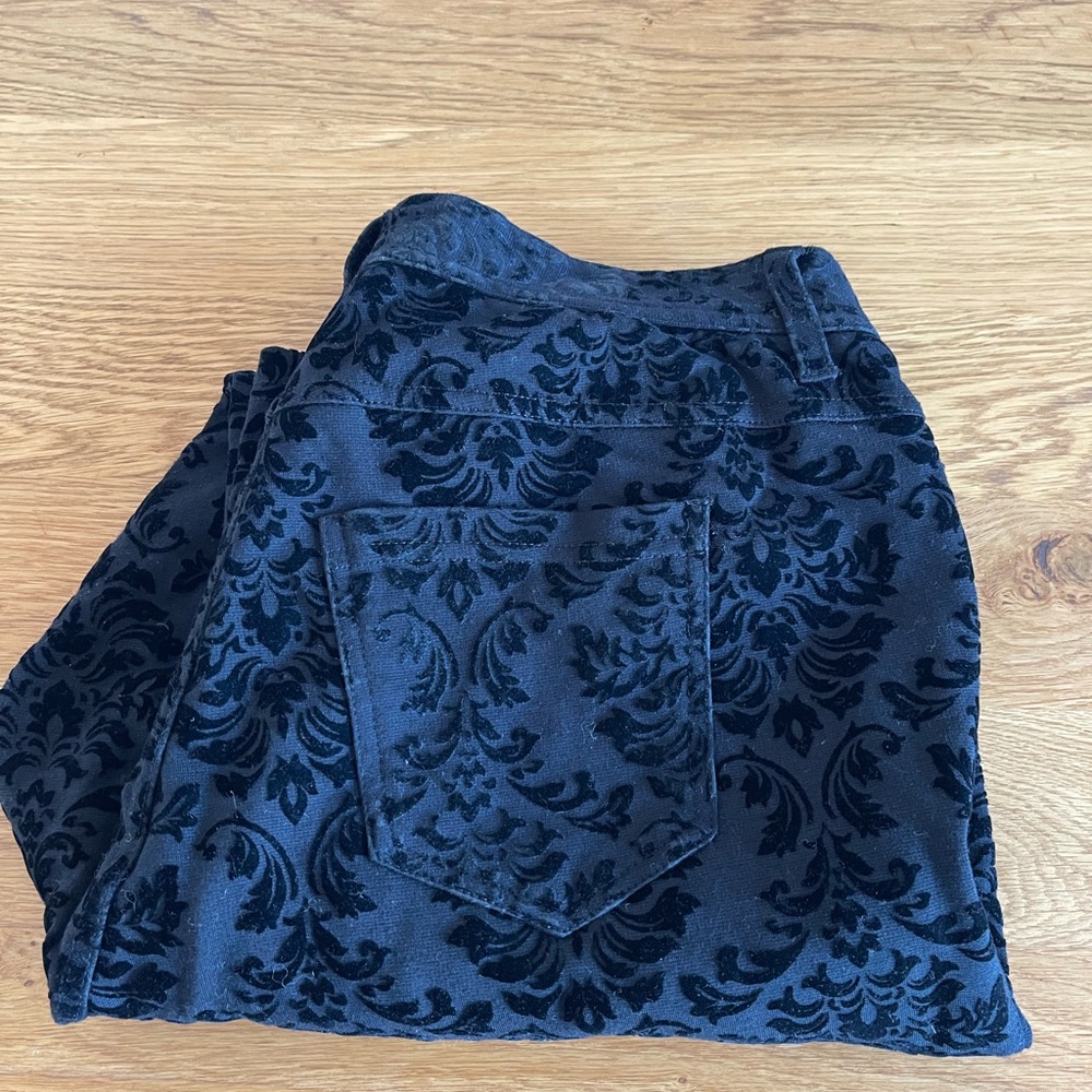 Avenue Black Velvet Patterned Jeans